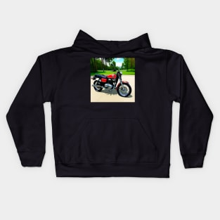 Vintage Motorcycle Art Kids Hoodie